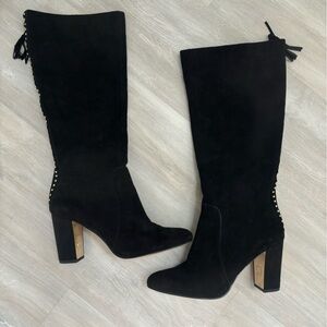 Anne Klein Black Velor Heel Boots